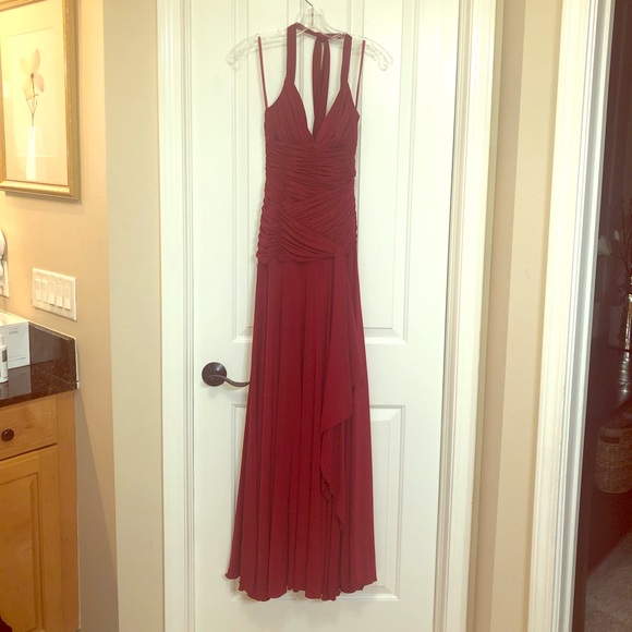 Deep Red BCBGMAXAZRIA Jersey Halter Dress - Picture 2 of 5